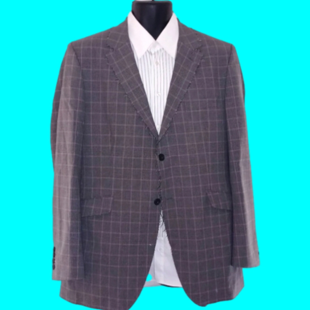 Grey Fitted Plaid Blazer w/ Distinctive Accents, XL - Picture 9 of 9